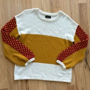 Colorful Colorblock Sweater with Red and Yellow Sleeve Detail